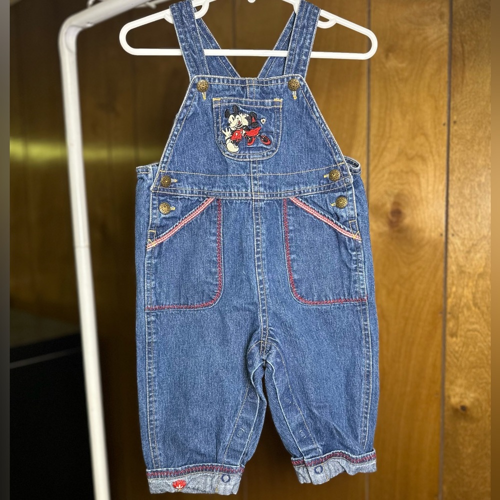 Vintage mickey and minnie overalls size 12 months